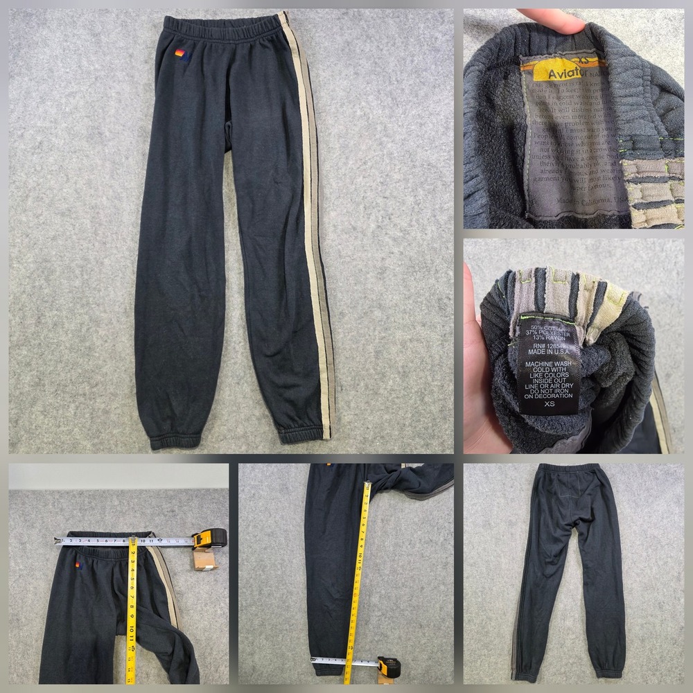 Aviator Nation Sweatpants Womens XS Gray Fleece Side Stripe Jogger USA Casual